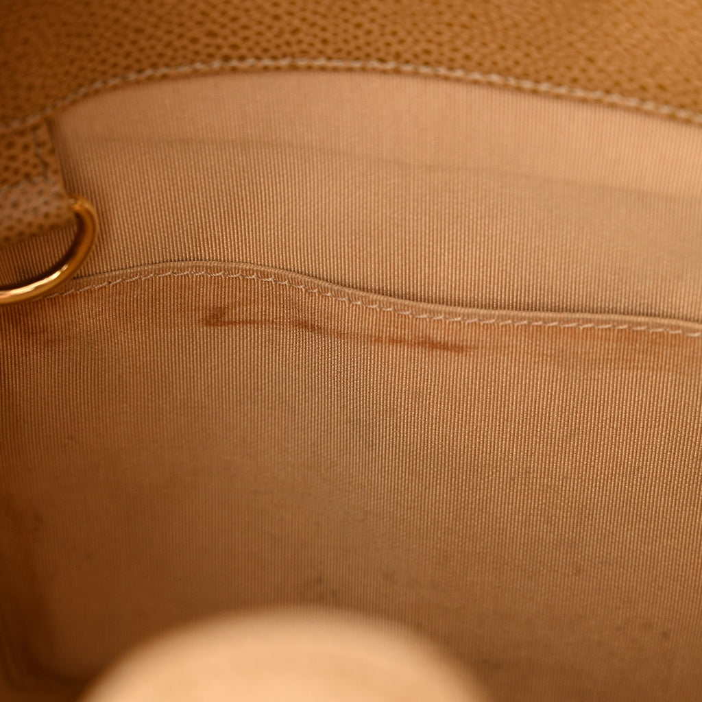 Caviar Quilted Petit Shopping Tote PST Dark Beige