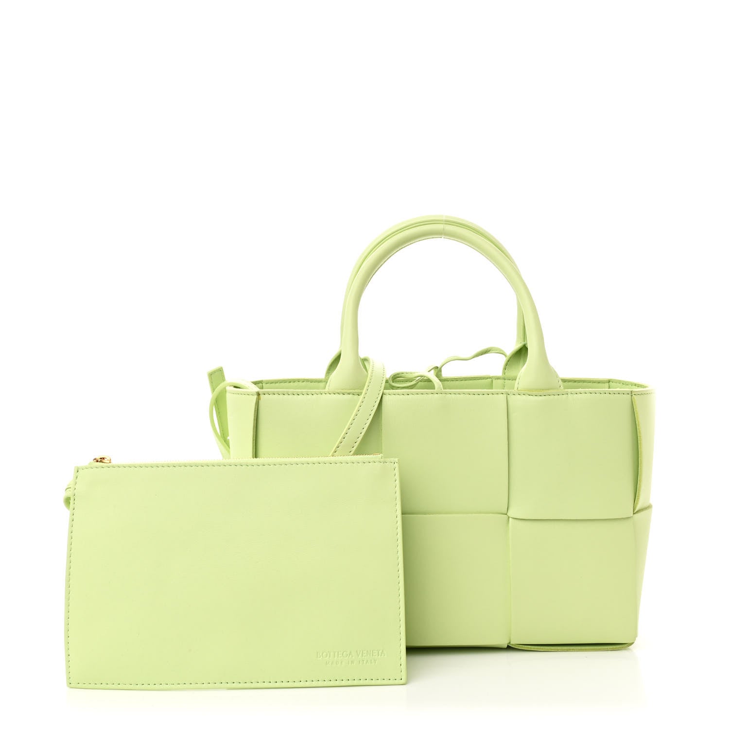 Grained Calfskin Maxi Intrecciato Mini Arco Tote Fennel