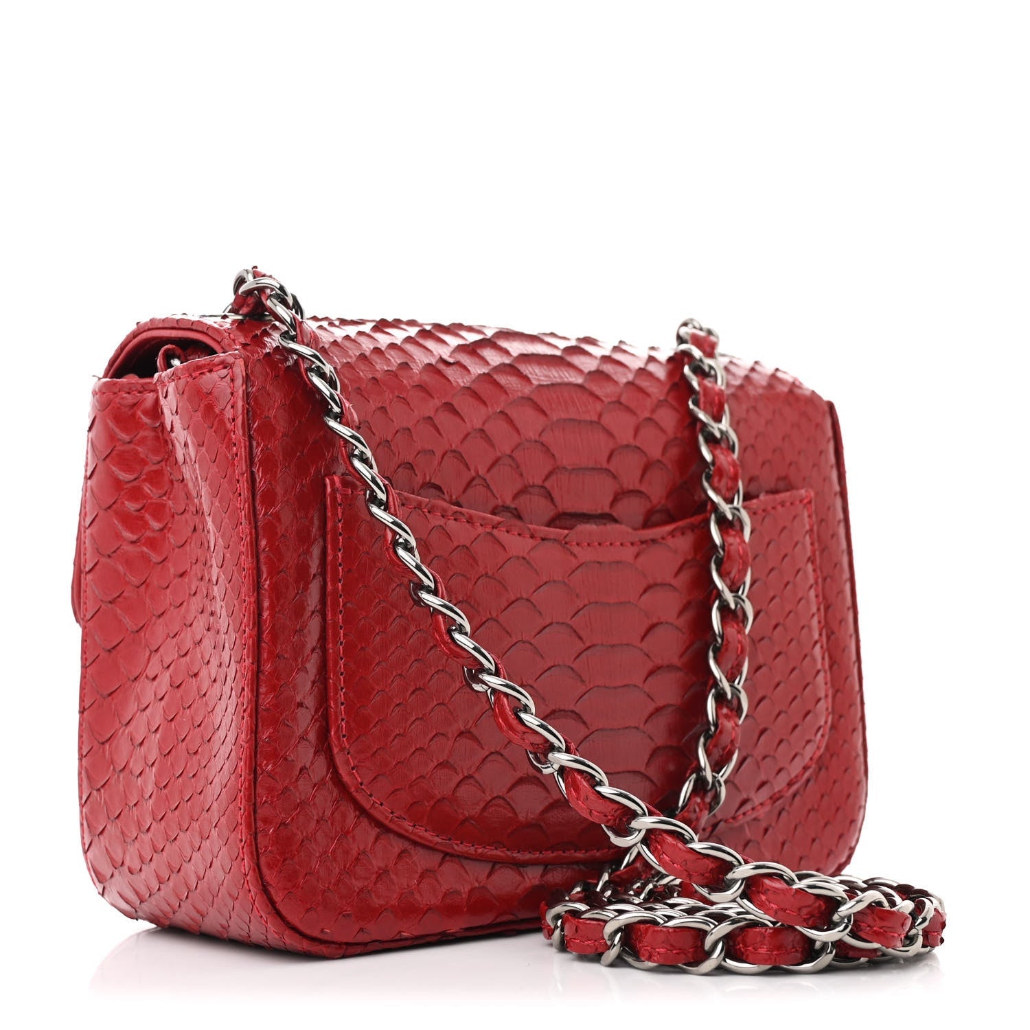 Snakeskin Mini Square Flap Red