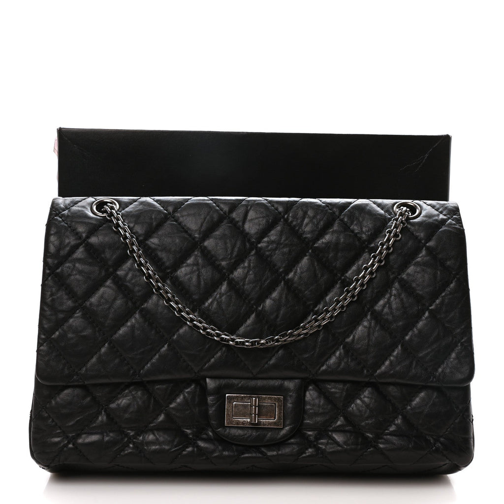 Aged Calfskin Quilted 2.55 Reissue 226 Flap Black