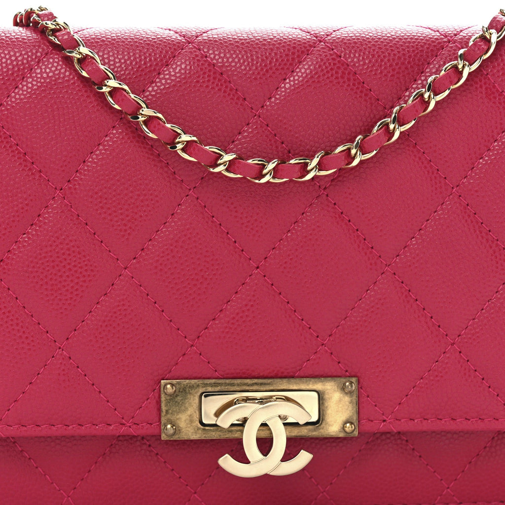 Caviar Quilted Golden Class Wallet On Chain WOC Fuchsia