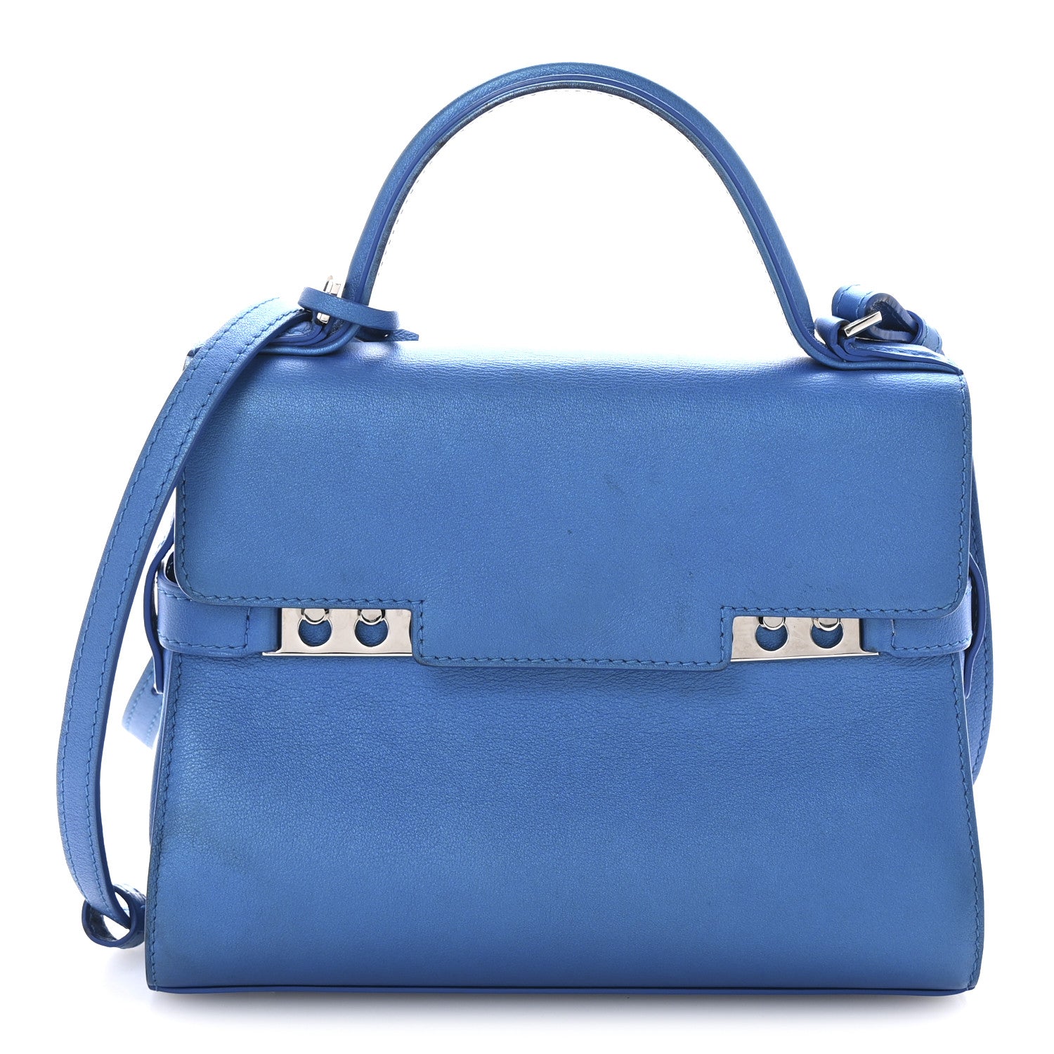 Metallic Calfskin Mini Tempete Satchel Satin Electric