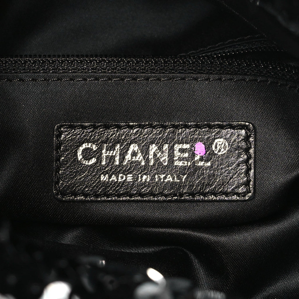 Sequin Summer Night Medium Drawstring Tote Black