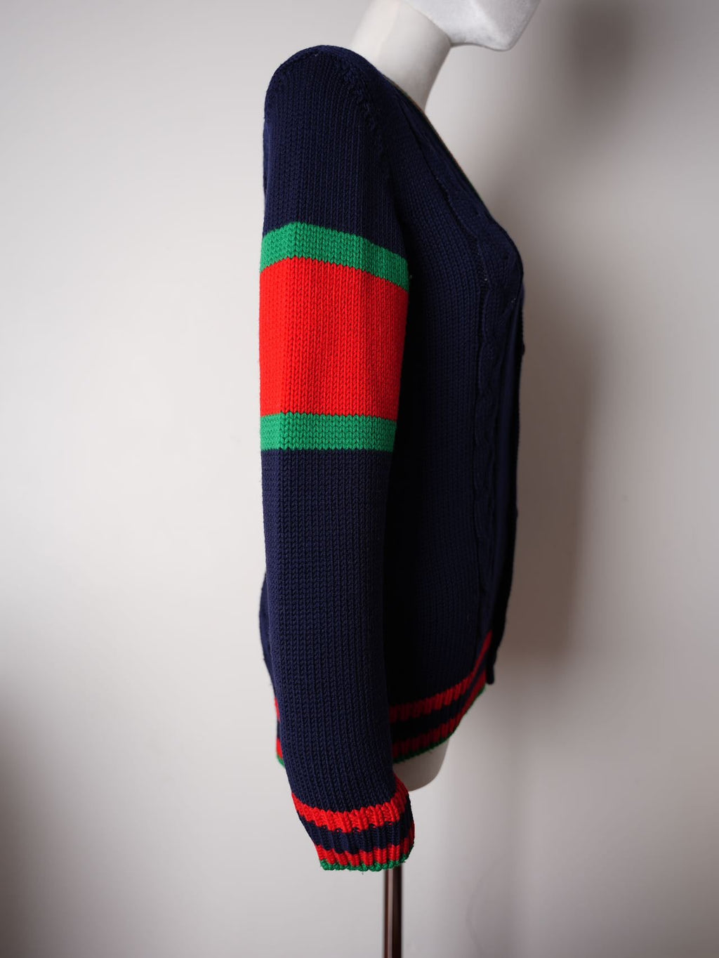Gucci Blue/Red Oversize Cable Knit igan