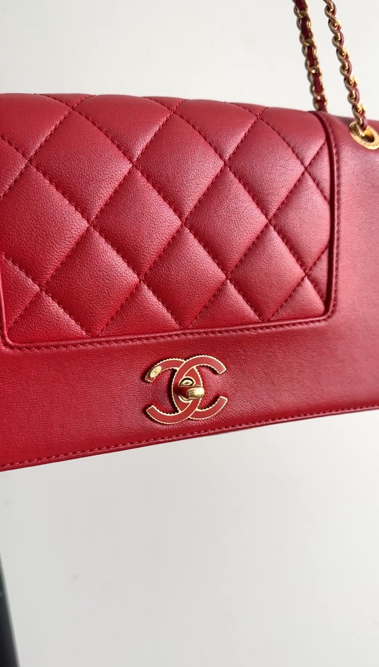 Chanel Red Leather Quilted Mademoiselle Medium Flap Bag GHW