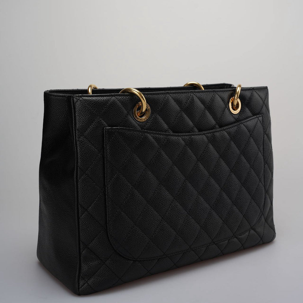 Chanel Medium Grand Shopping Tote Black GST Bag in Caviar Leather with Gold Hardware 2014