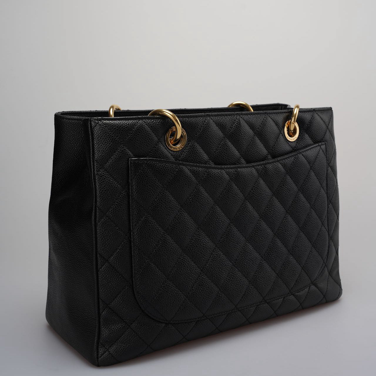 Chanel Medium Grand Shopping Tote Black GST Bag in Caviar Leather with Gold Hardware 2014