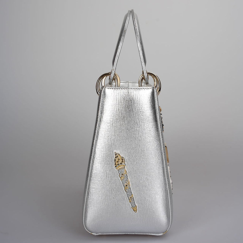 Christian Dior Leather Lady Dior Shoulder Bag in Silver Limited Edition