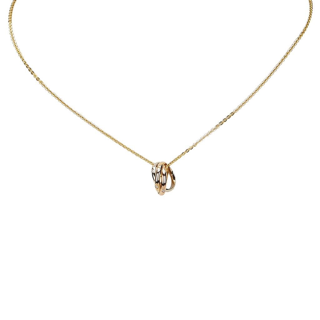 Cartier Trinity de 18k Tri-color Gold 15 Diamond Pendant Necklace