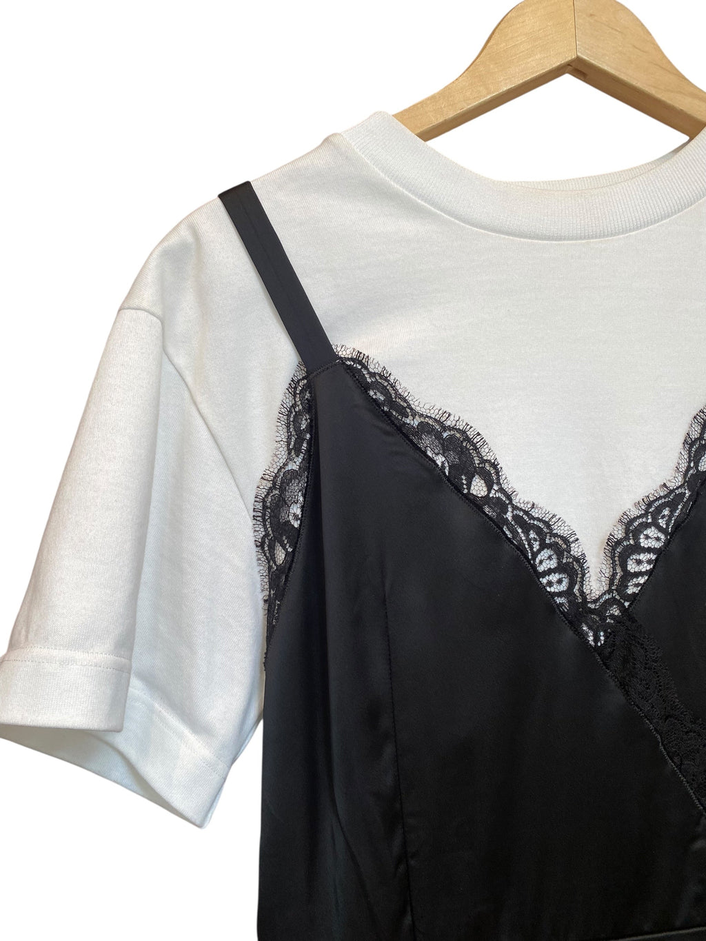Alexander McQueen Lace Cami  Asymmetrical Tee Shirt Dress - 40 / US 4