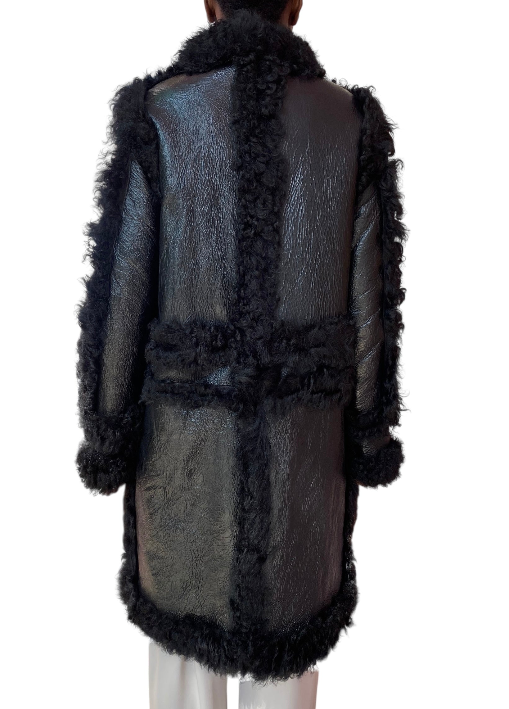 Marques Almeida Black Long Shearling Coat - S