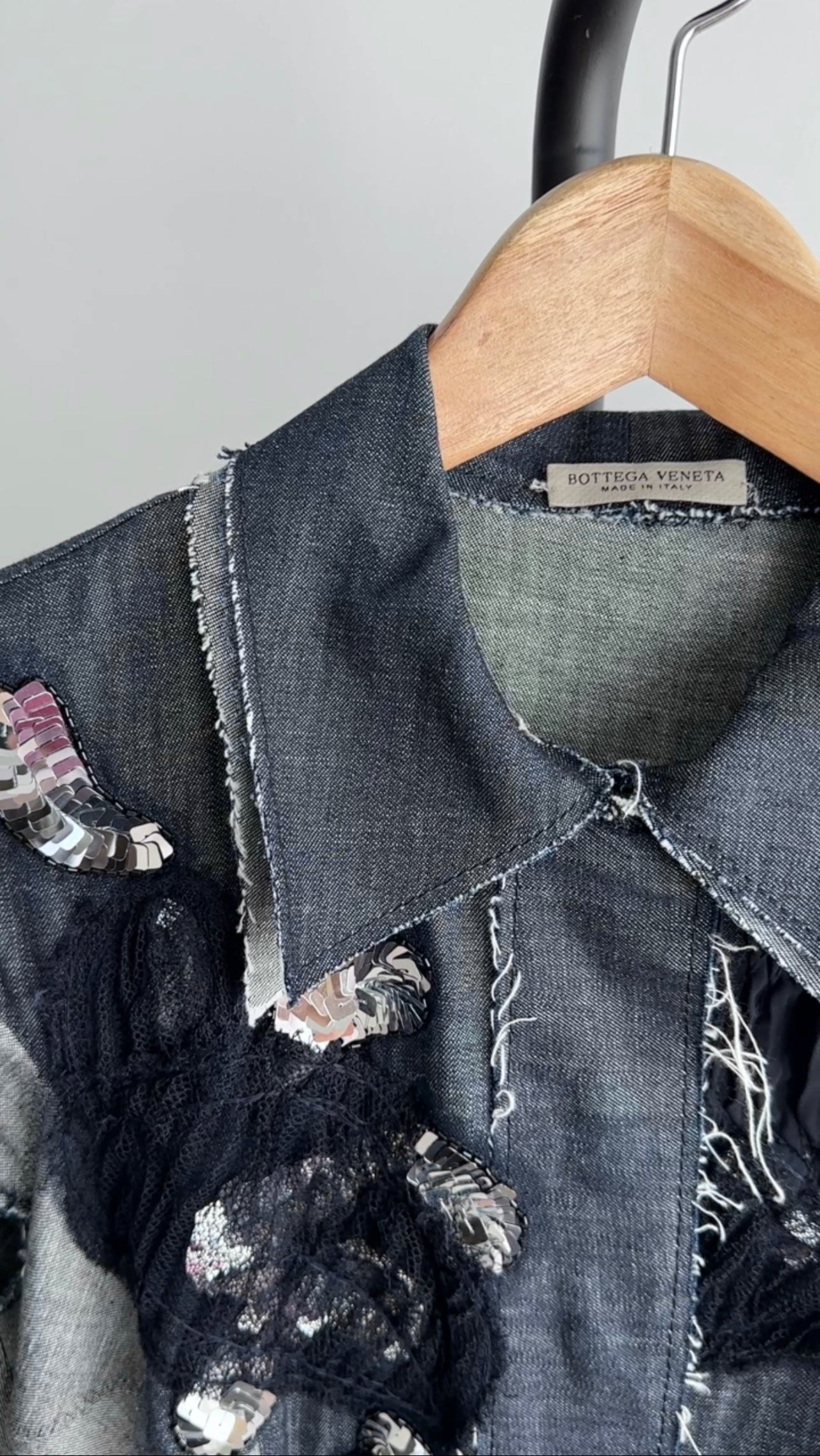 Bottega Veneta Denim Panel Asymmetrical Sequin Embellished Dress - IT40 / S