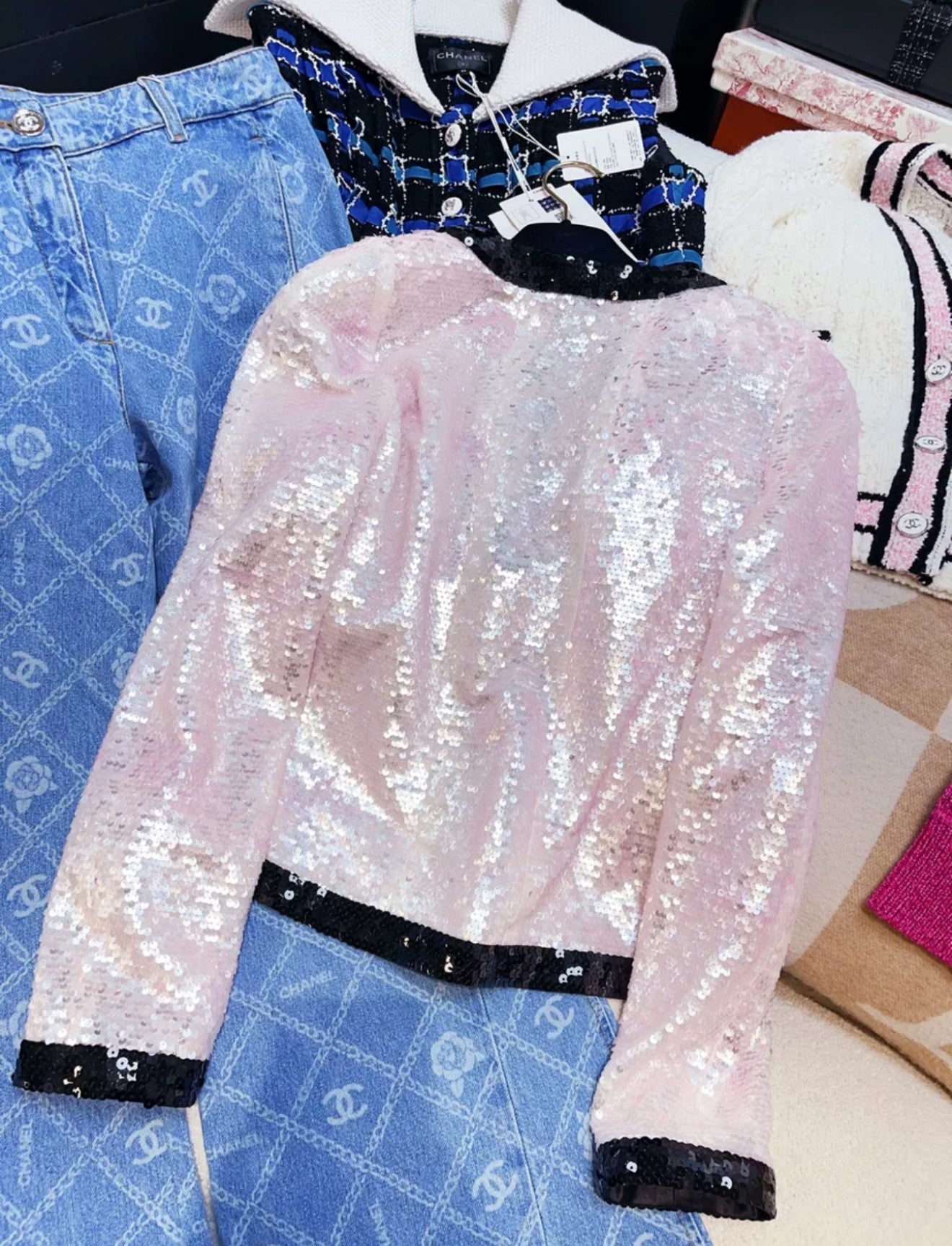 Chanel 22P Light Pink & Black Vest