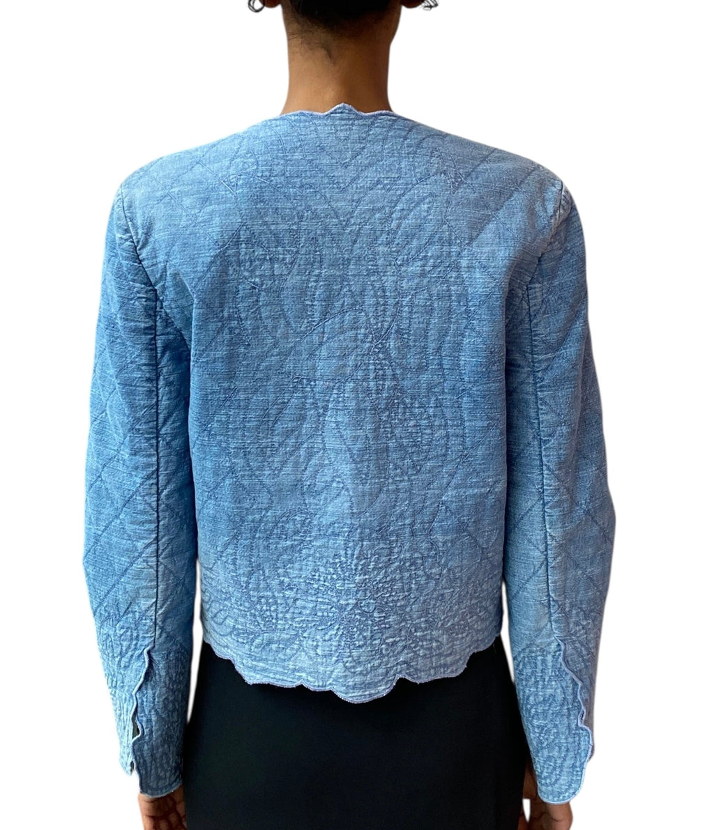 Ermanno Scervino Blue Denim Textured Jacket - S