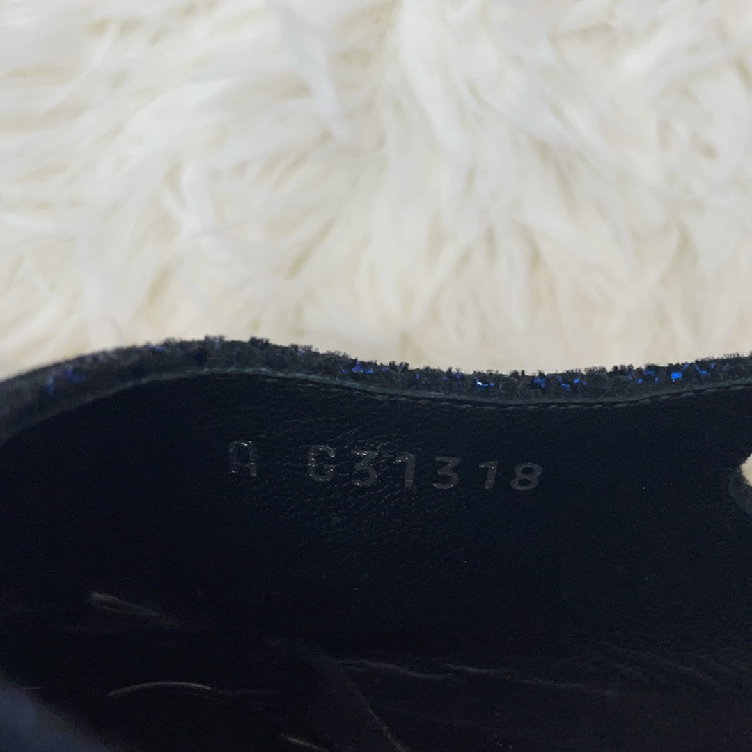 Chanel CC Logo Black / Blue Leather Slingback Pumps Size 38.5