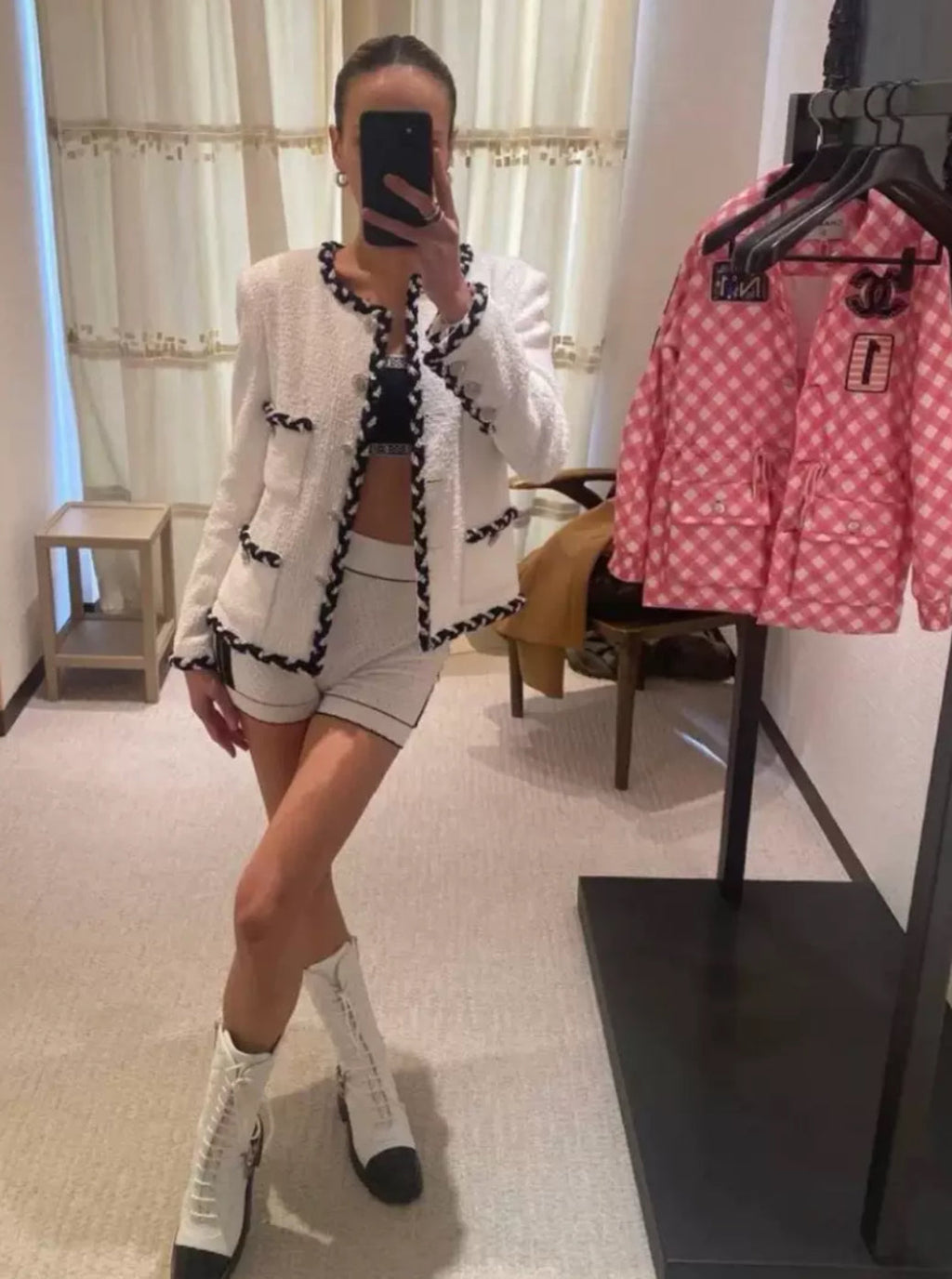 Chanel 23C white tweed jacket