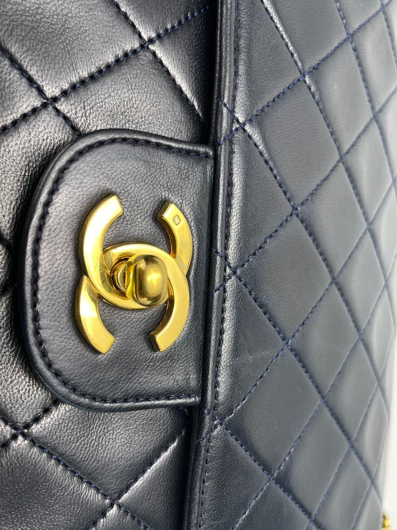 Chanel Black Vintage Medium Classic Double Flap Bag with 24K Gold Hardware