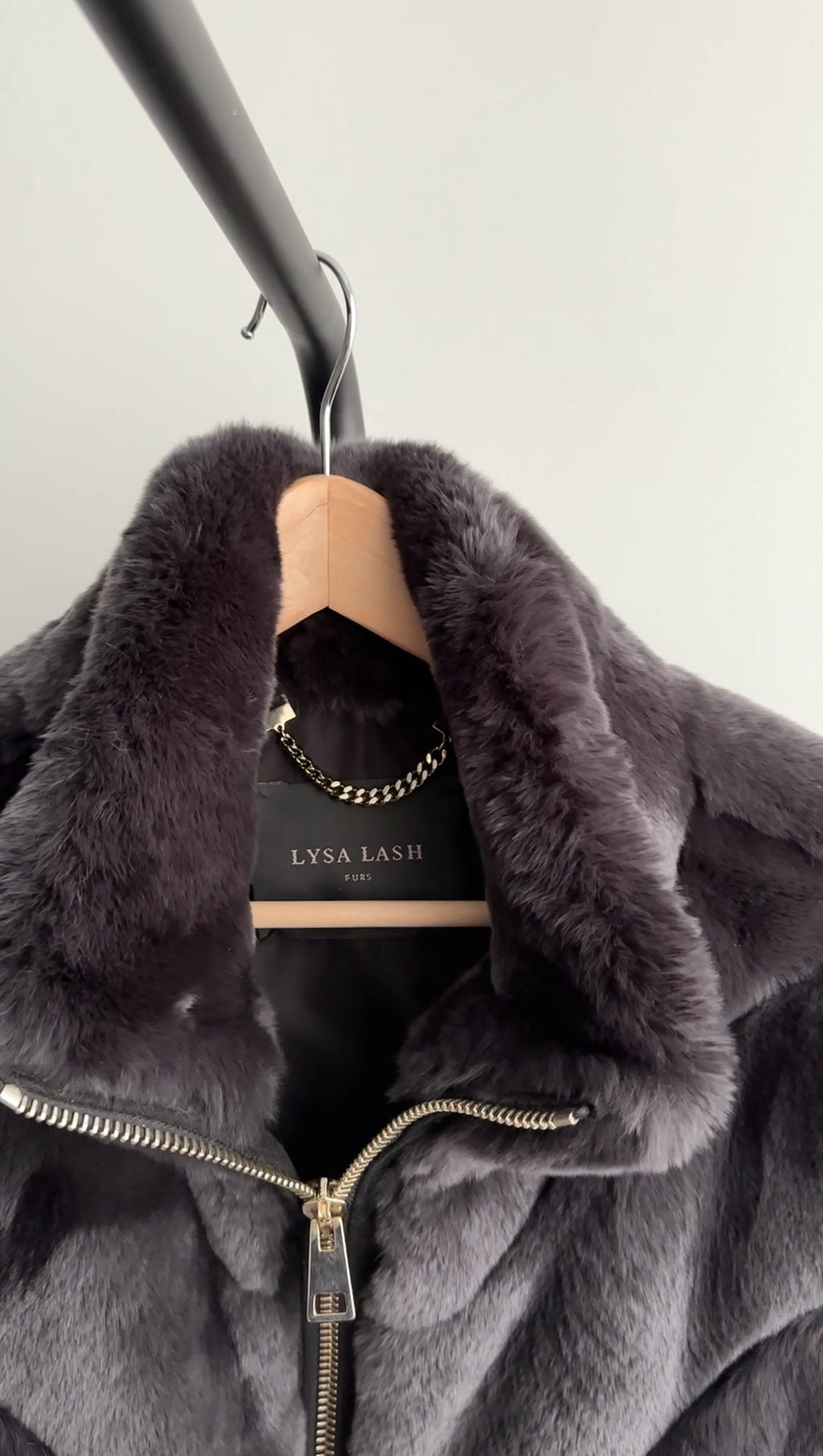 Lysa Lash Dark Charcoal Grey Rex Rabbit Fur Cape Jacket - S (4/6)