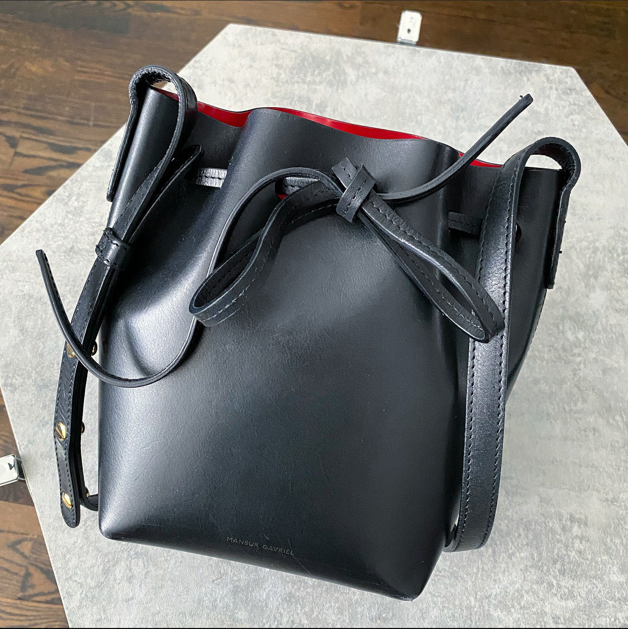 Mansur Gavriel Mini Mini Black Bucket Bag
