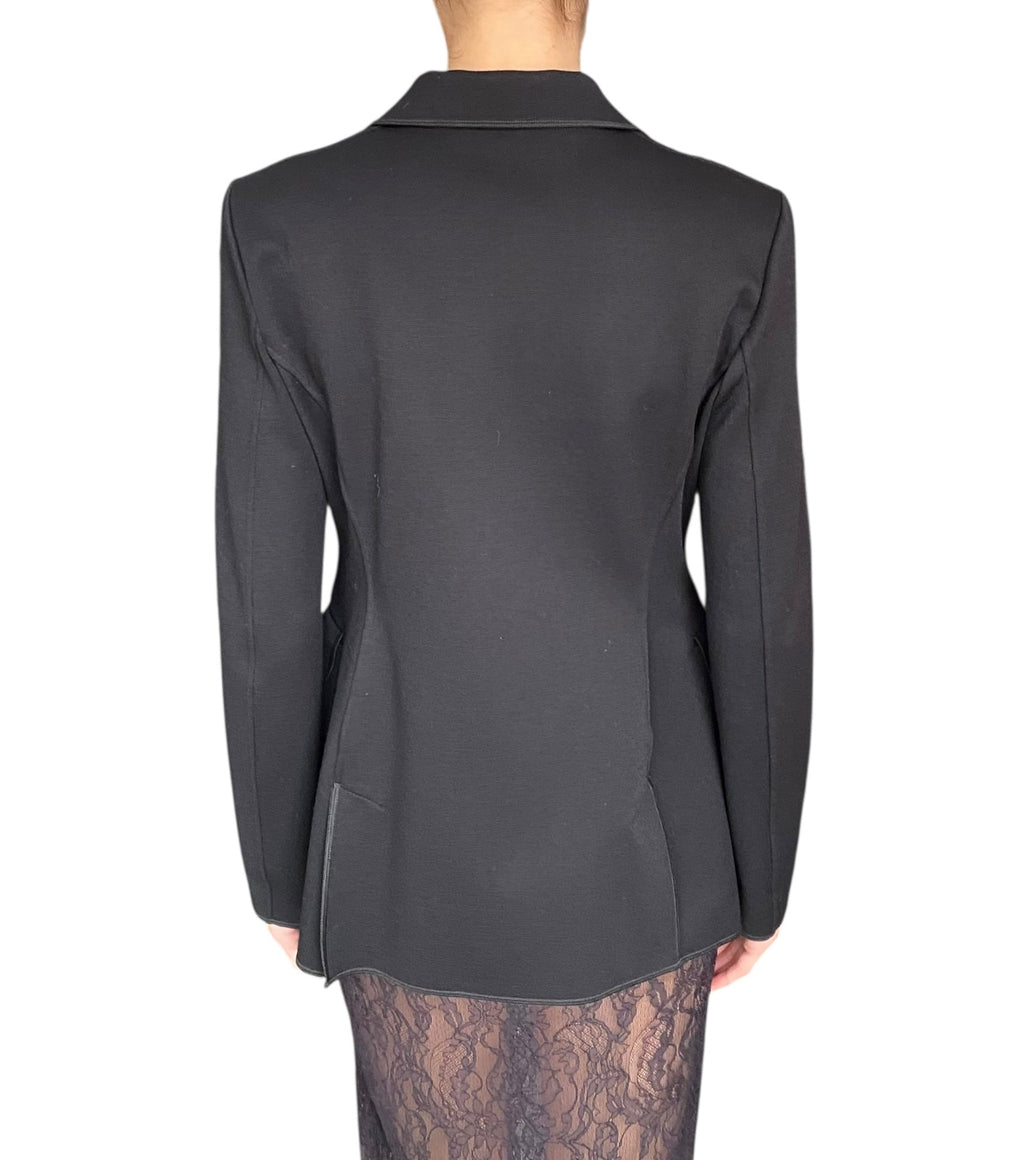 Giorgio Armani Black Double Breasted Jersey Blazer - 42 / US 6-8
