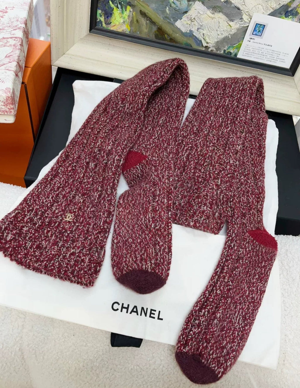 Chanel 22K brown and red mixed color stockings