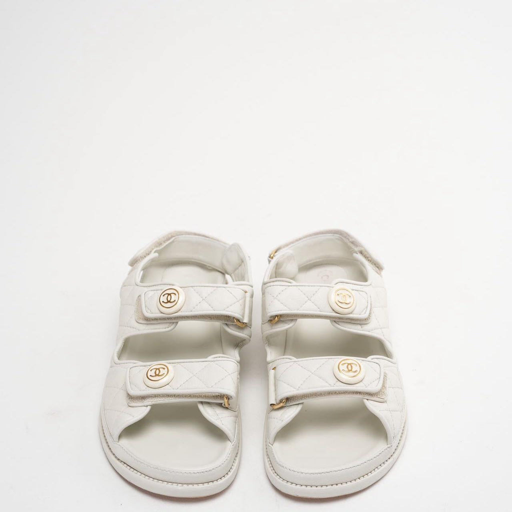 Chanel White Dad Sandal Lambskin Size 39