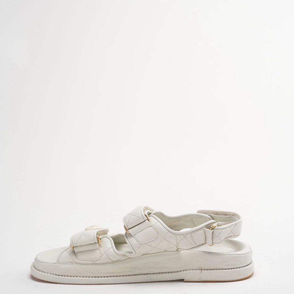 Chanel White Dad Sandal Lambskin Size 39