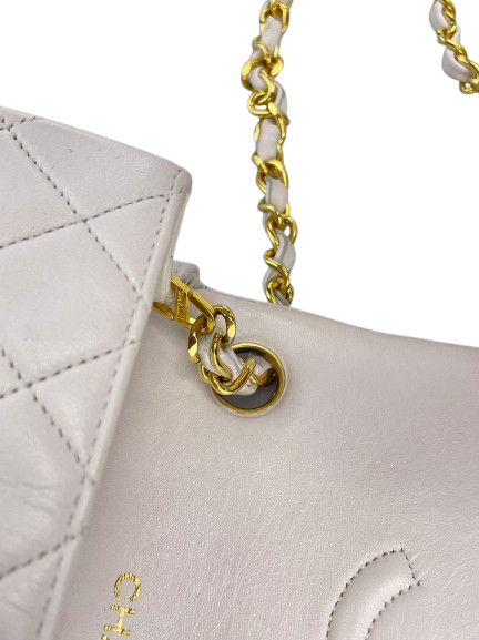 Chanel Vintage White Timeless Flap Bag Mini Square Gold Hardware