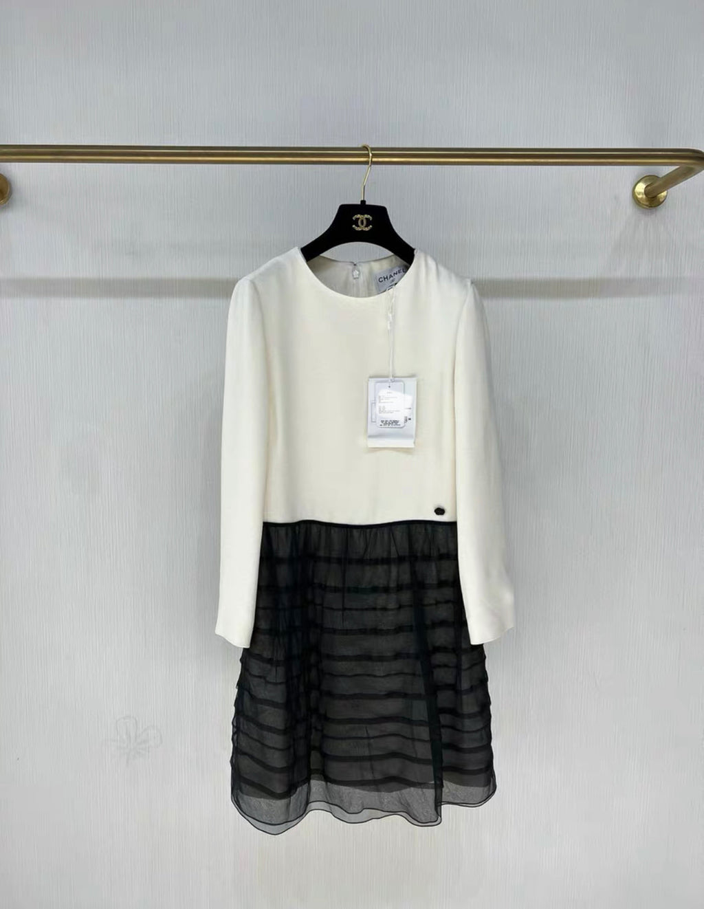 Chanel 22C black & white silk dress size 36