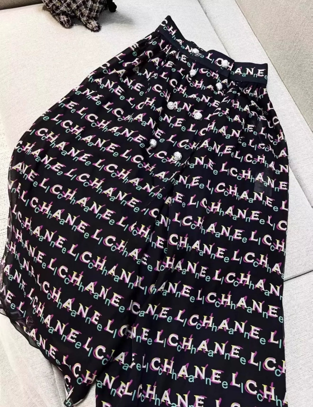 Chanel Black silk Skirt