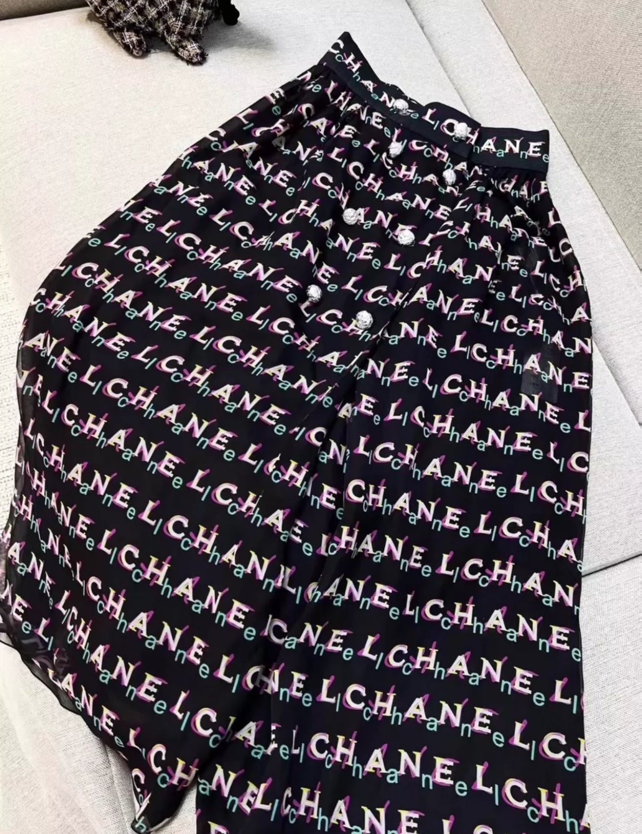 Chanel Black silk Skirt