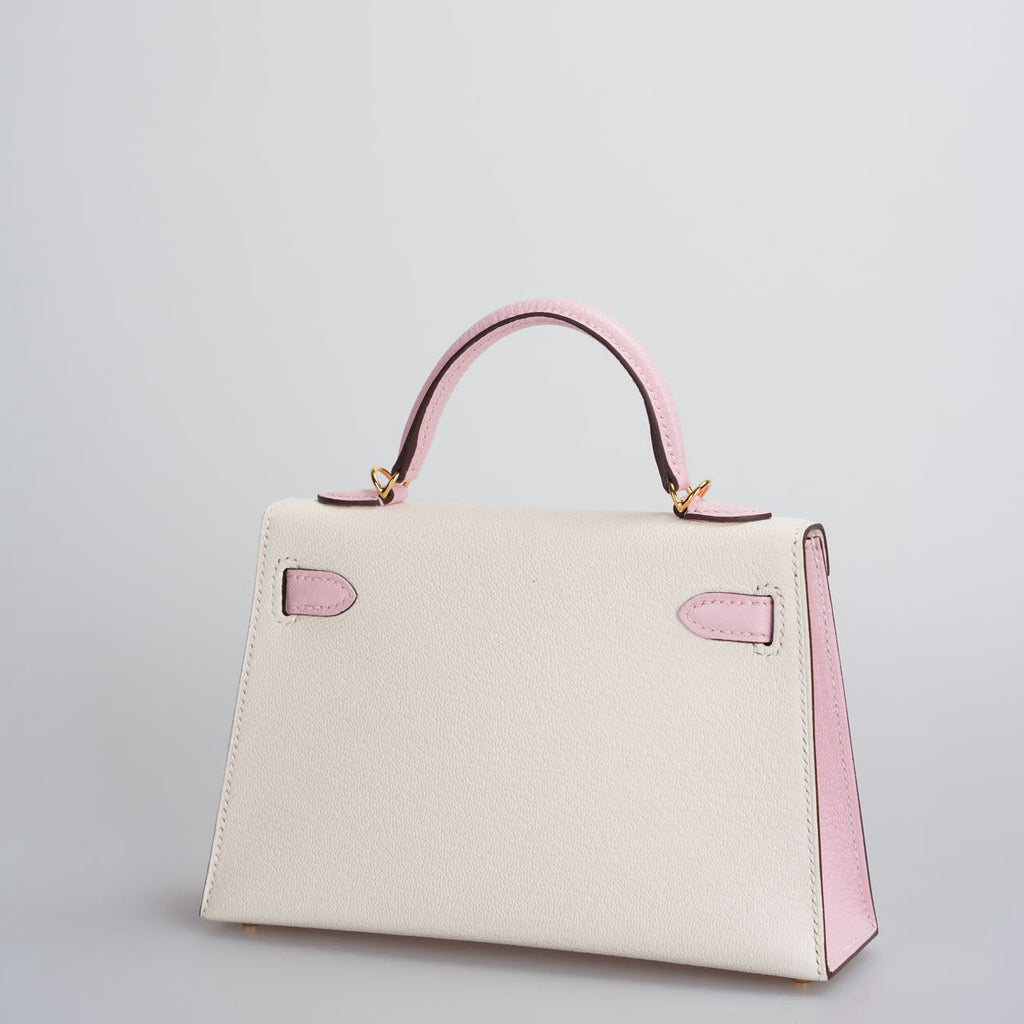 Hermes Mini Kelly 20cm HSS in Chèvre Mysore Nata with Rose Sakura