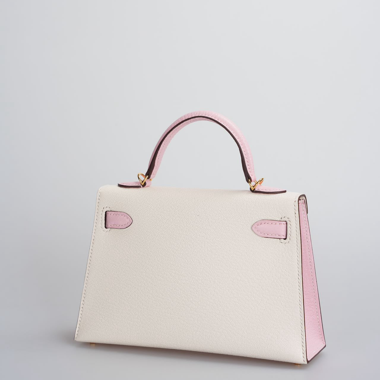 Hermes Mini Kelly 20cm HSS in Chèvre Mysore Nata with Rose Sakura