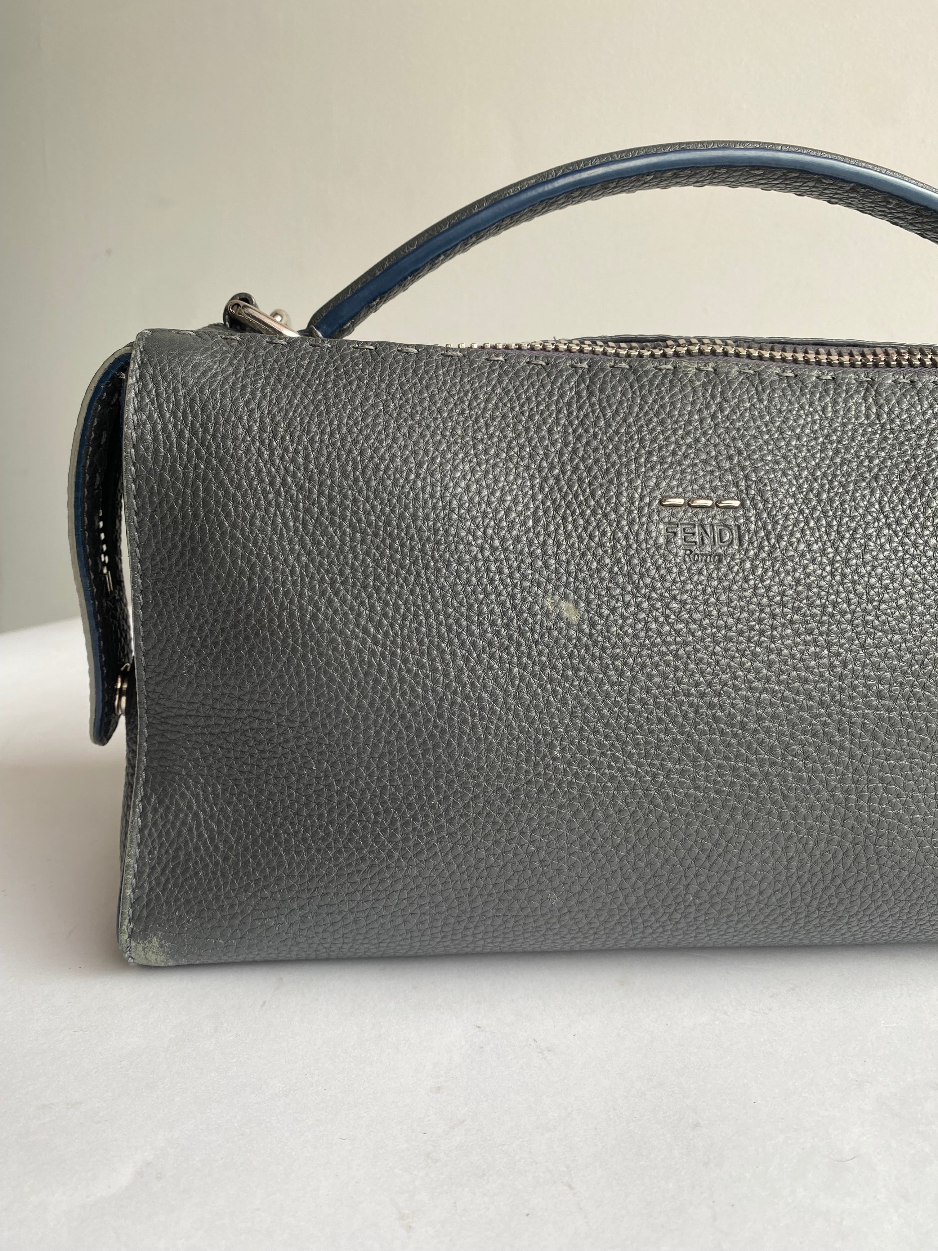 Fendi Slate Selleria Lei Boston Shoulder Bag