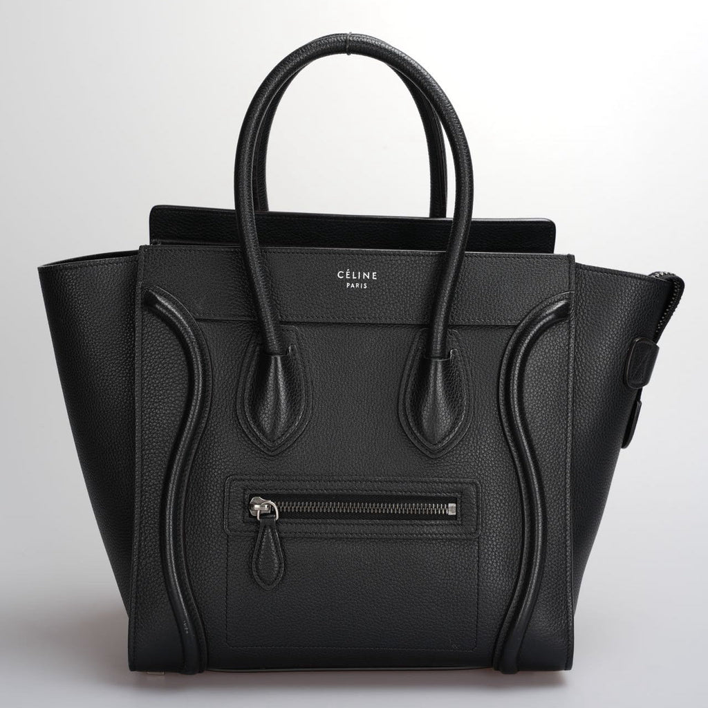 CELINE Micro Luggage Leather Handbag in Black