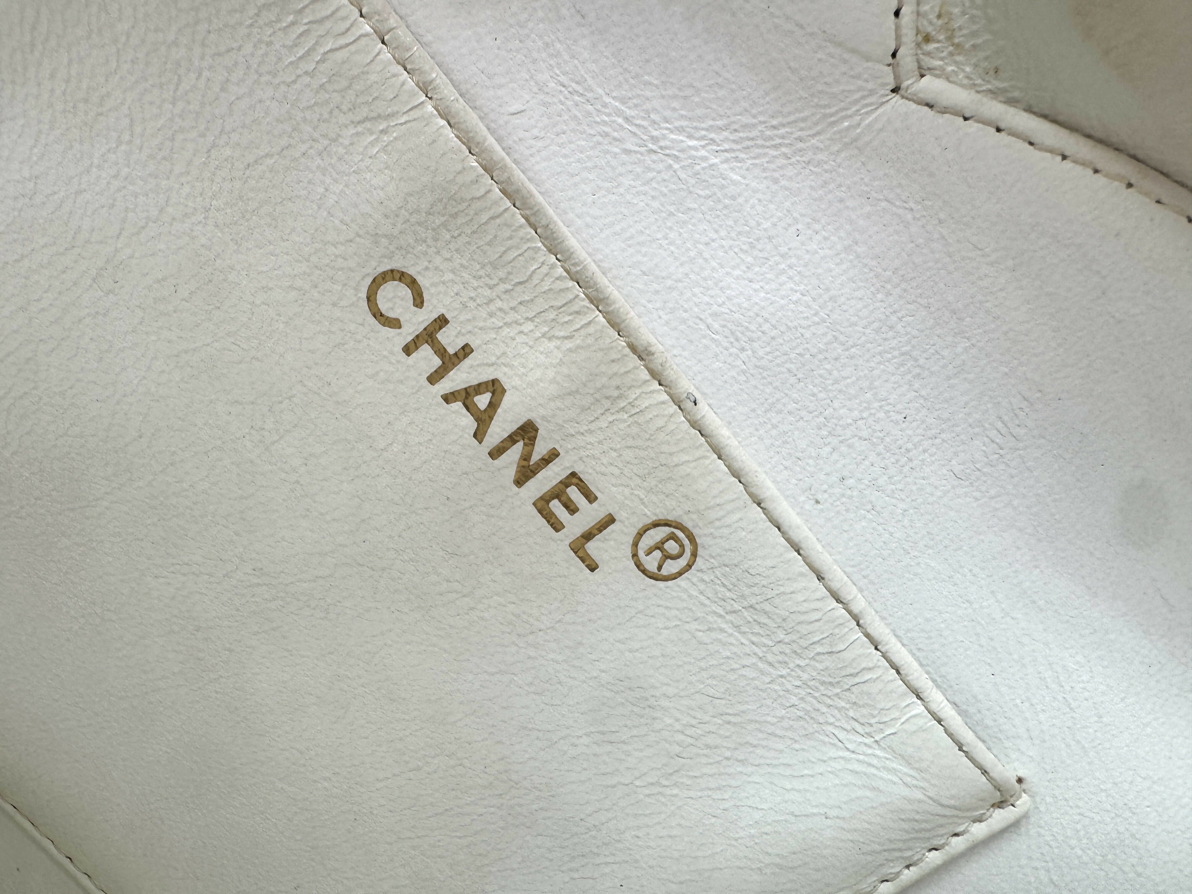 Chanel 1995 Vintage Barbie Heart White Vanity Bag