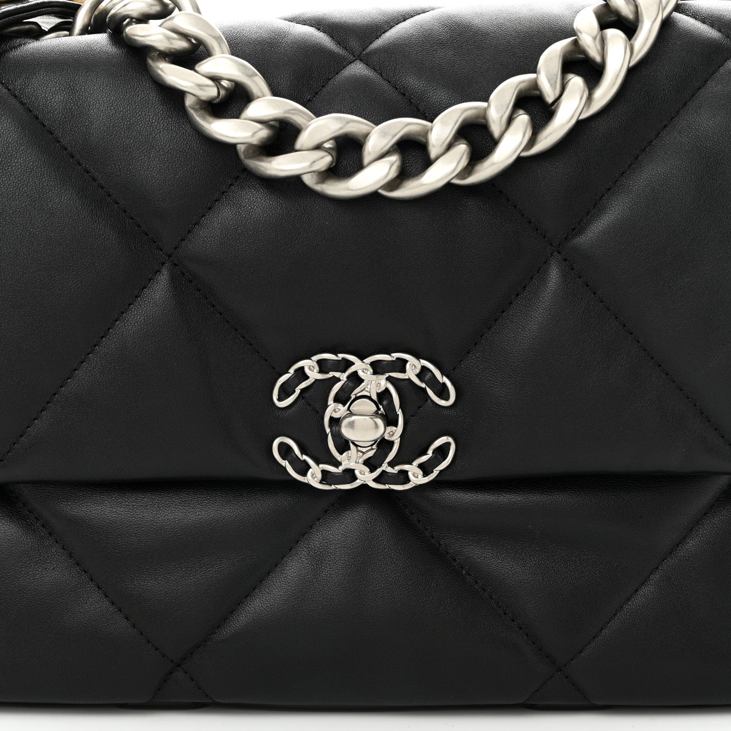 Lambskin Quilted Large Chanel 19 Flap Black