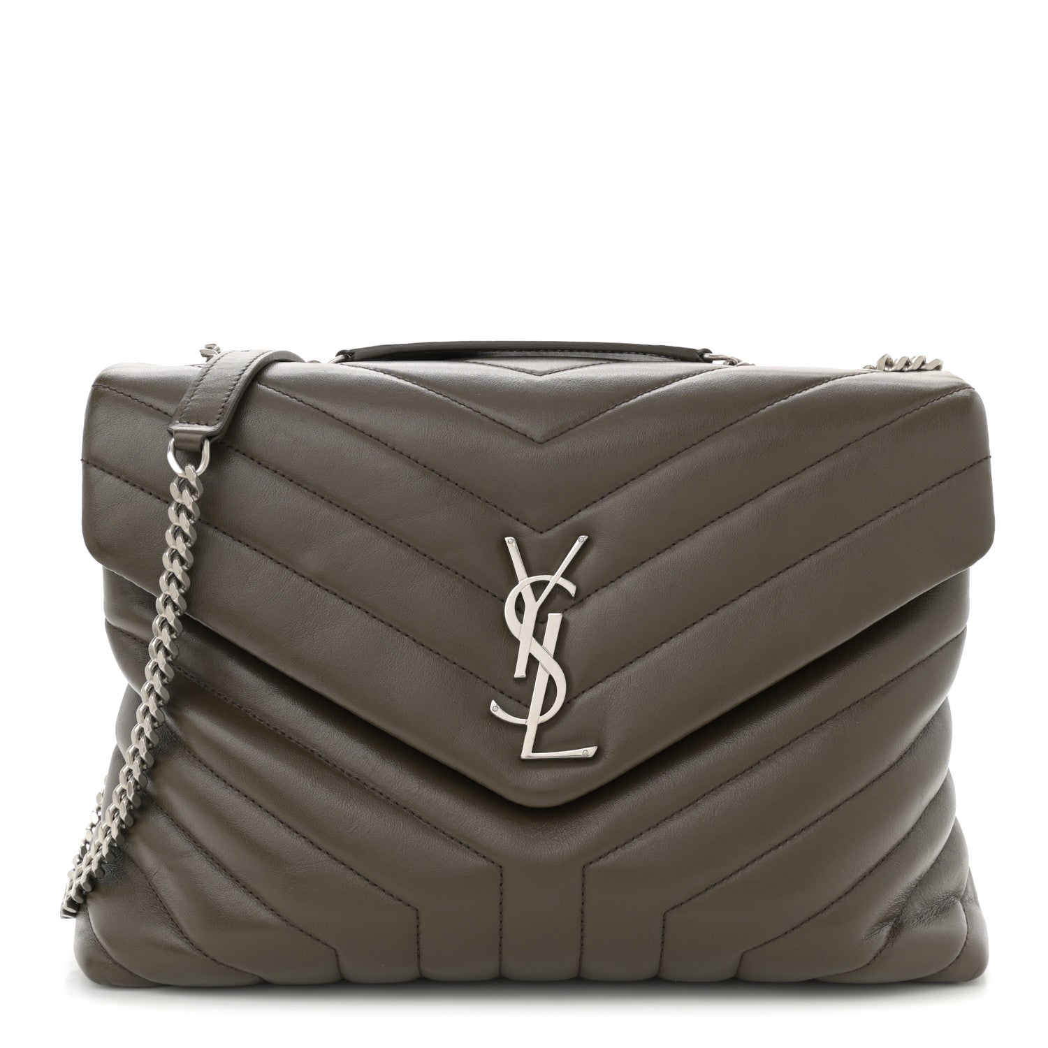 Calfskin Y Quilted Monogram Medium Loulou Chain Satchel Faggio