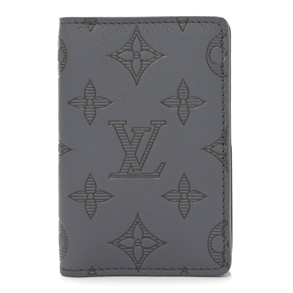 Calfskin Monogram Shadow Pocket Organizer Antarctic Grey