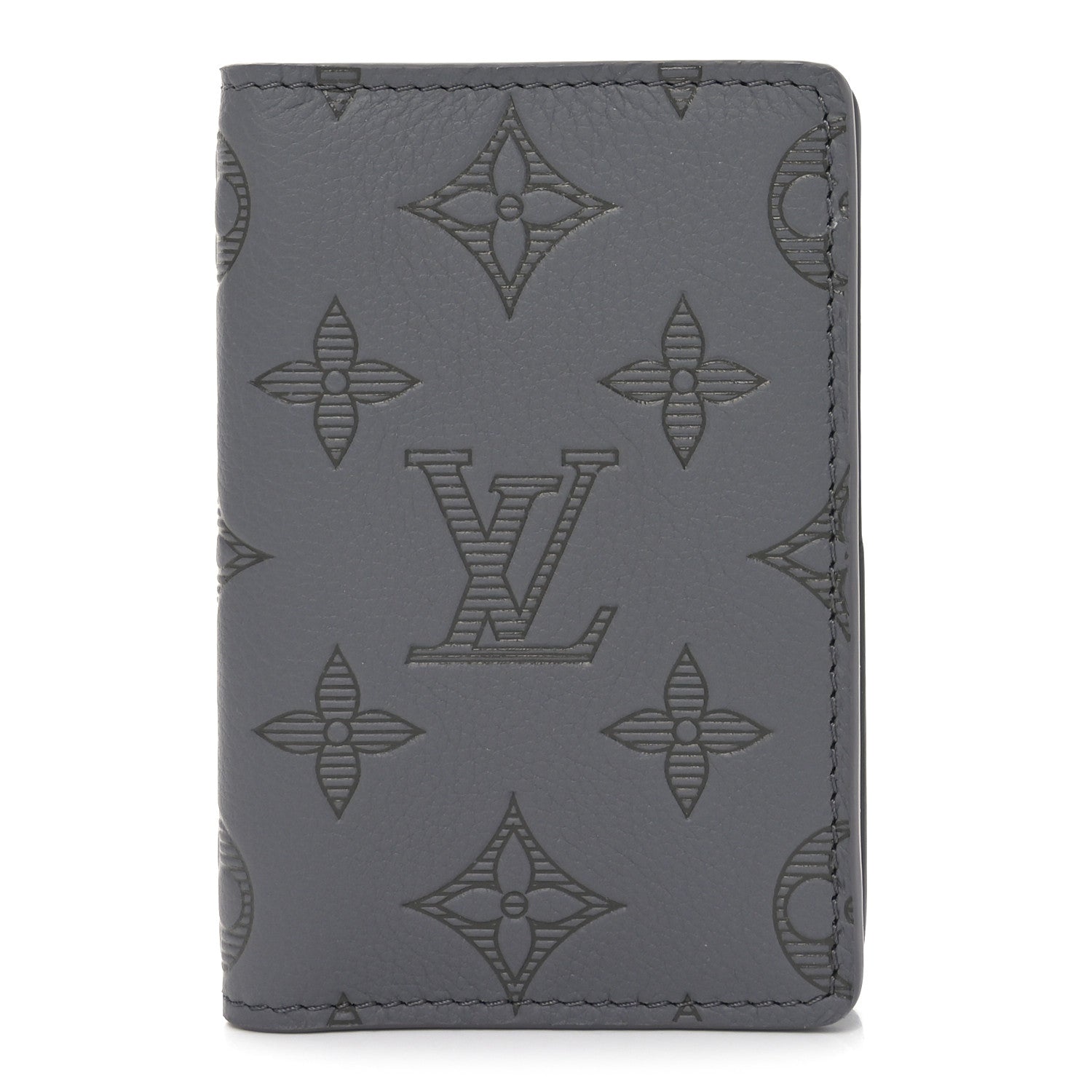 Calfskin Monogram Shadow Pocket Organizer Antarctic Grey