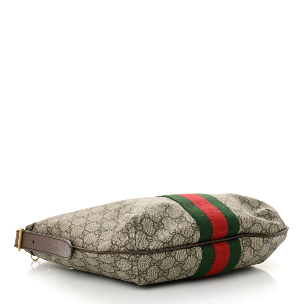 GG Supreme Monogram Web Small Ophidia Half Moon Hobo Brown