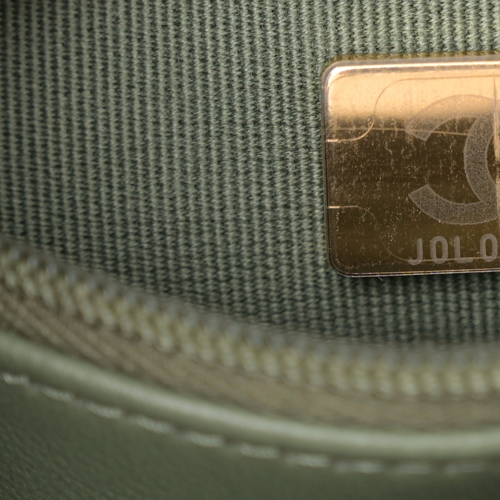 Shiny Aged Calfskin Quilted Nano Kelly Shopper Khaki