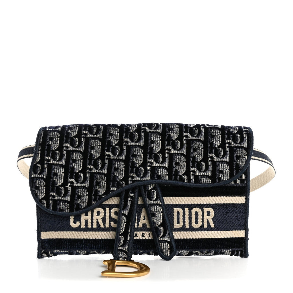 Velvet Oblique Saddle Belt Bag Blue
