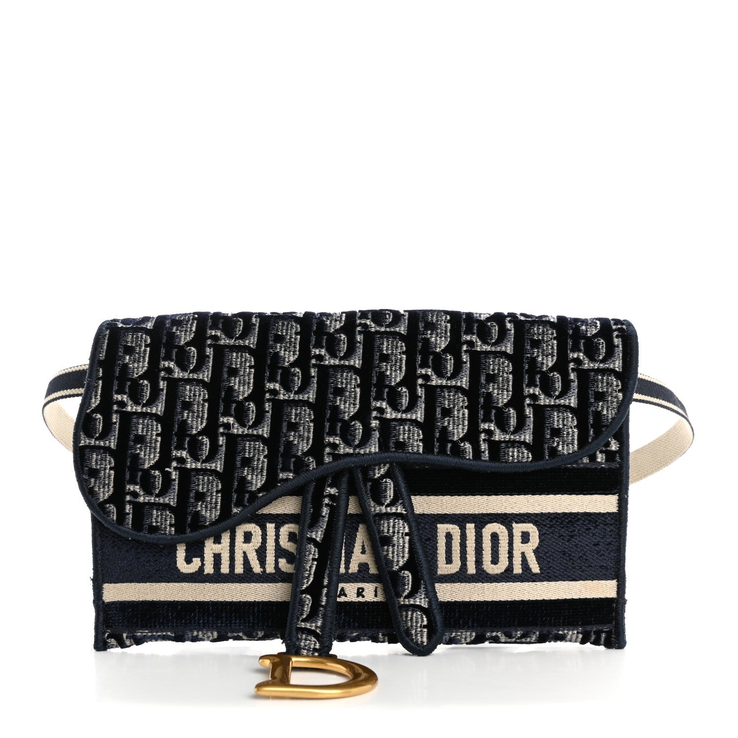 Velvet Oblique Saddle Belt Bag Blue