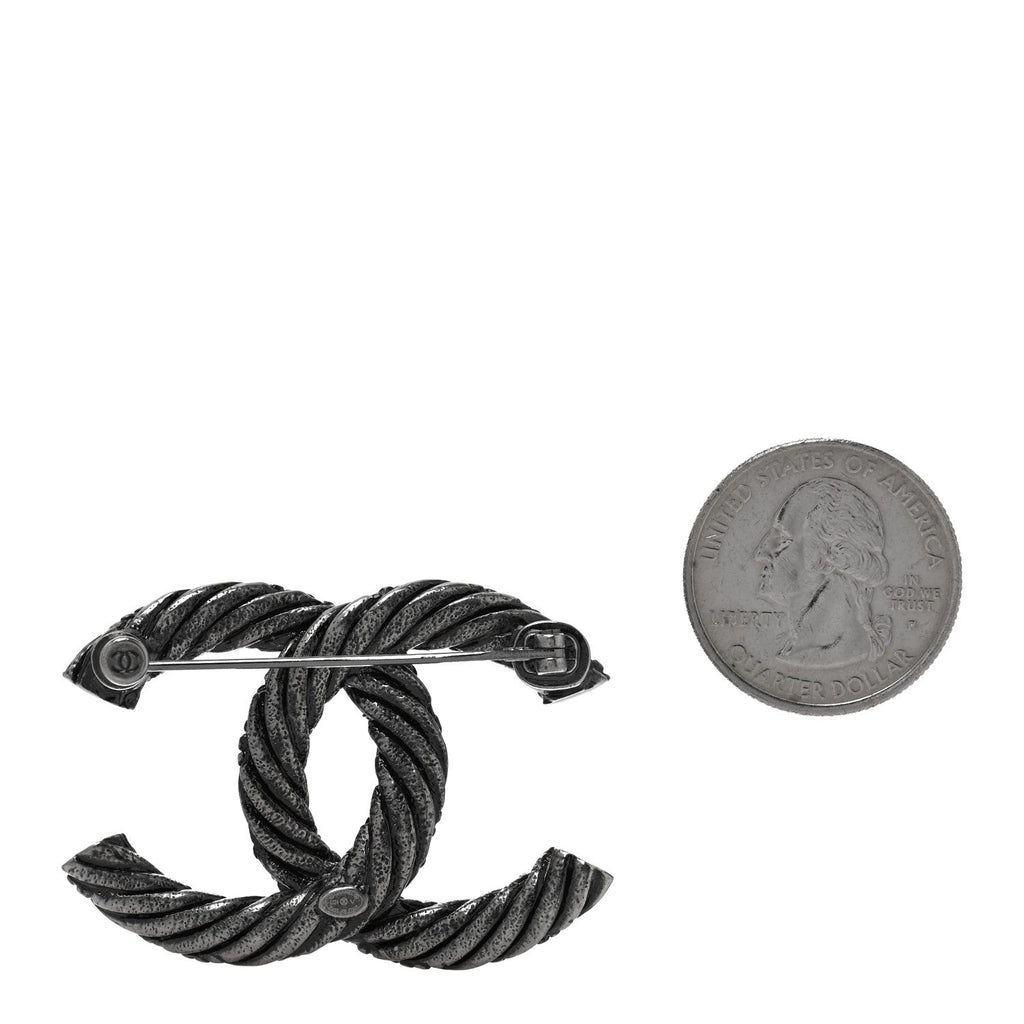 Ruthenium Twisted CC Brooch
