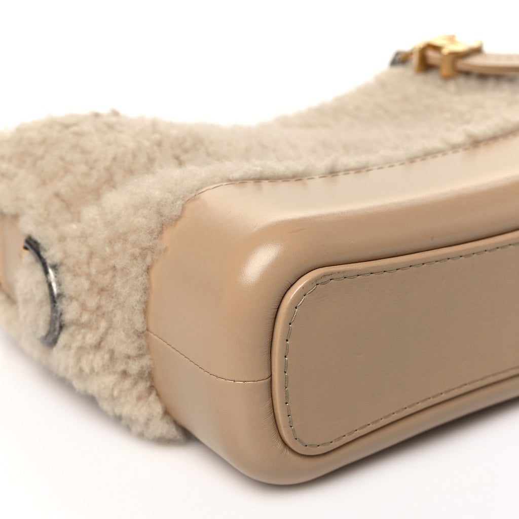 Shearling Small Gabrielle Hobo Dark Beige