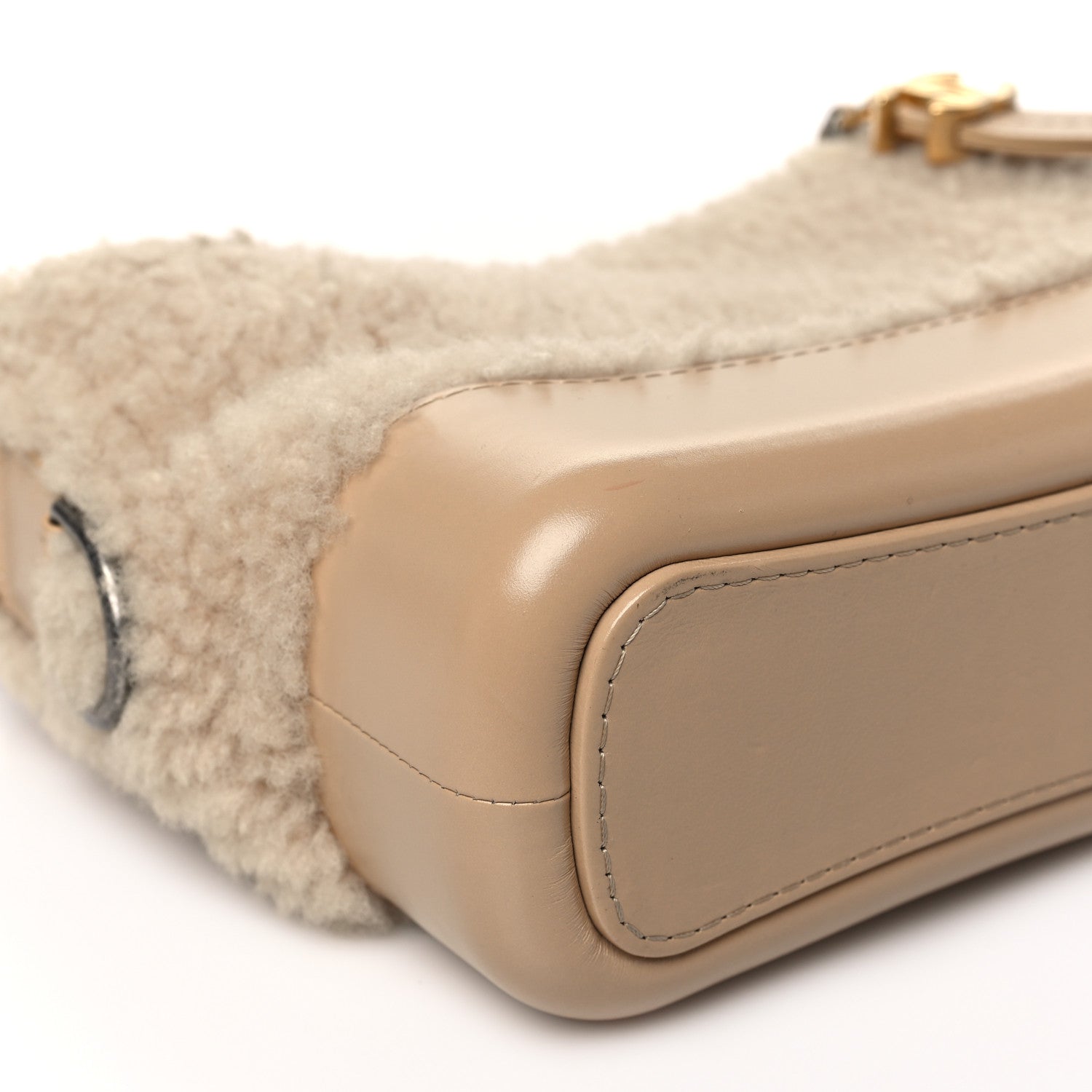 Shearling Small Gabrielle Hobo Dark Beige