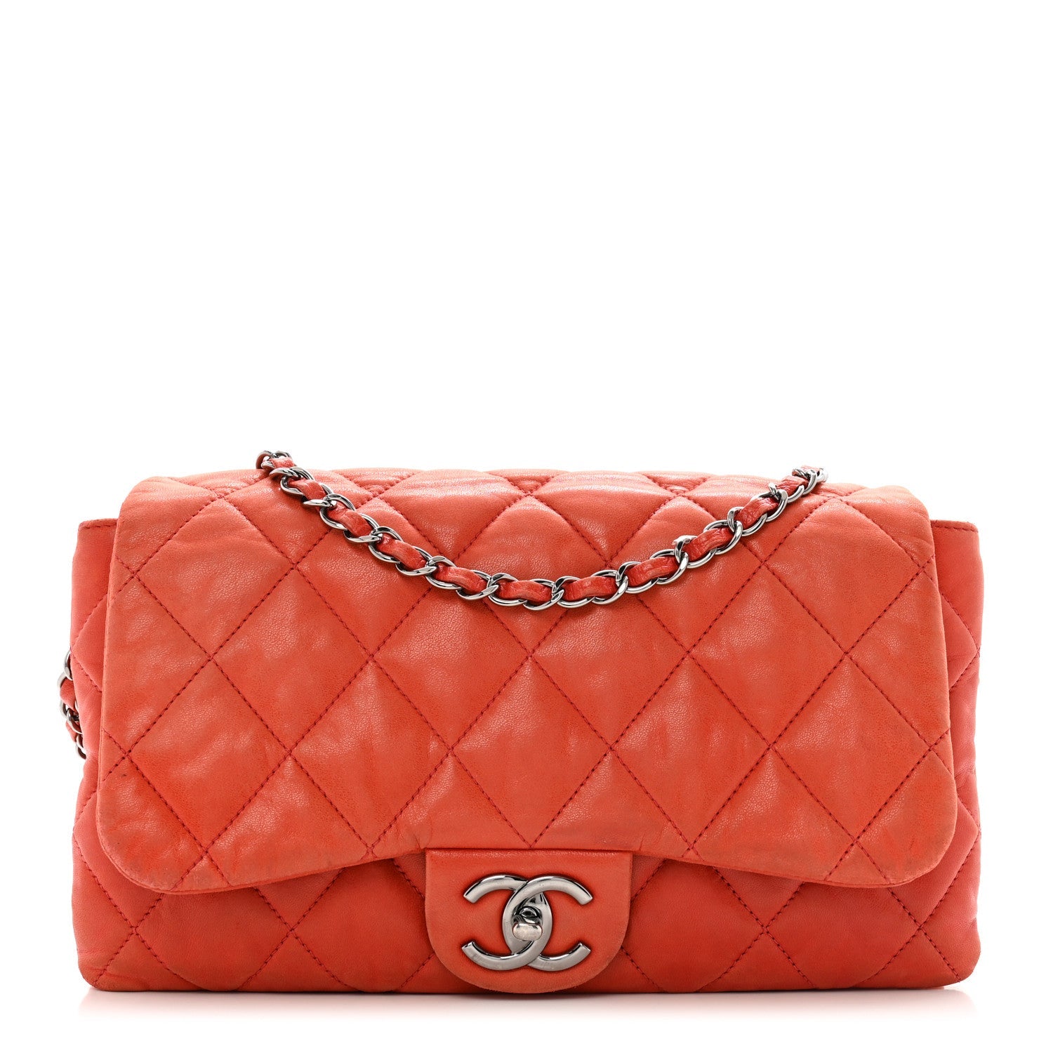Lambskin Quilted Chanel 3 Accordion Flap Bag Red