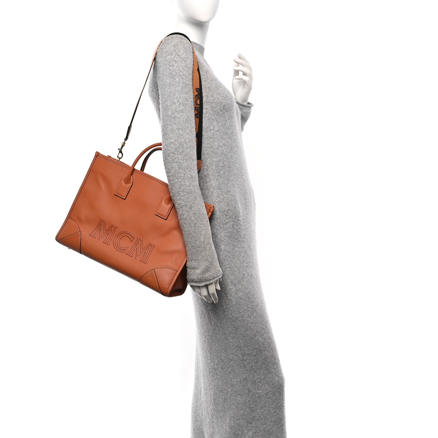 Calfskin Large Munchen Tote Cognac