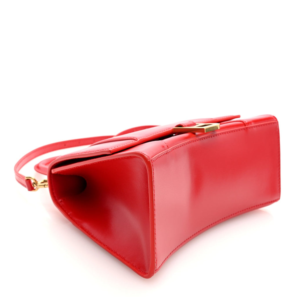 Shiny Box Calfskin Small Hourglass Top Handle Bag Bright Red